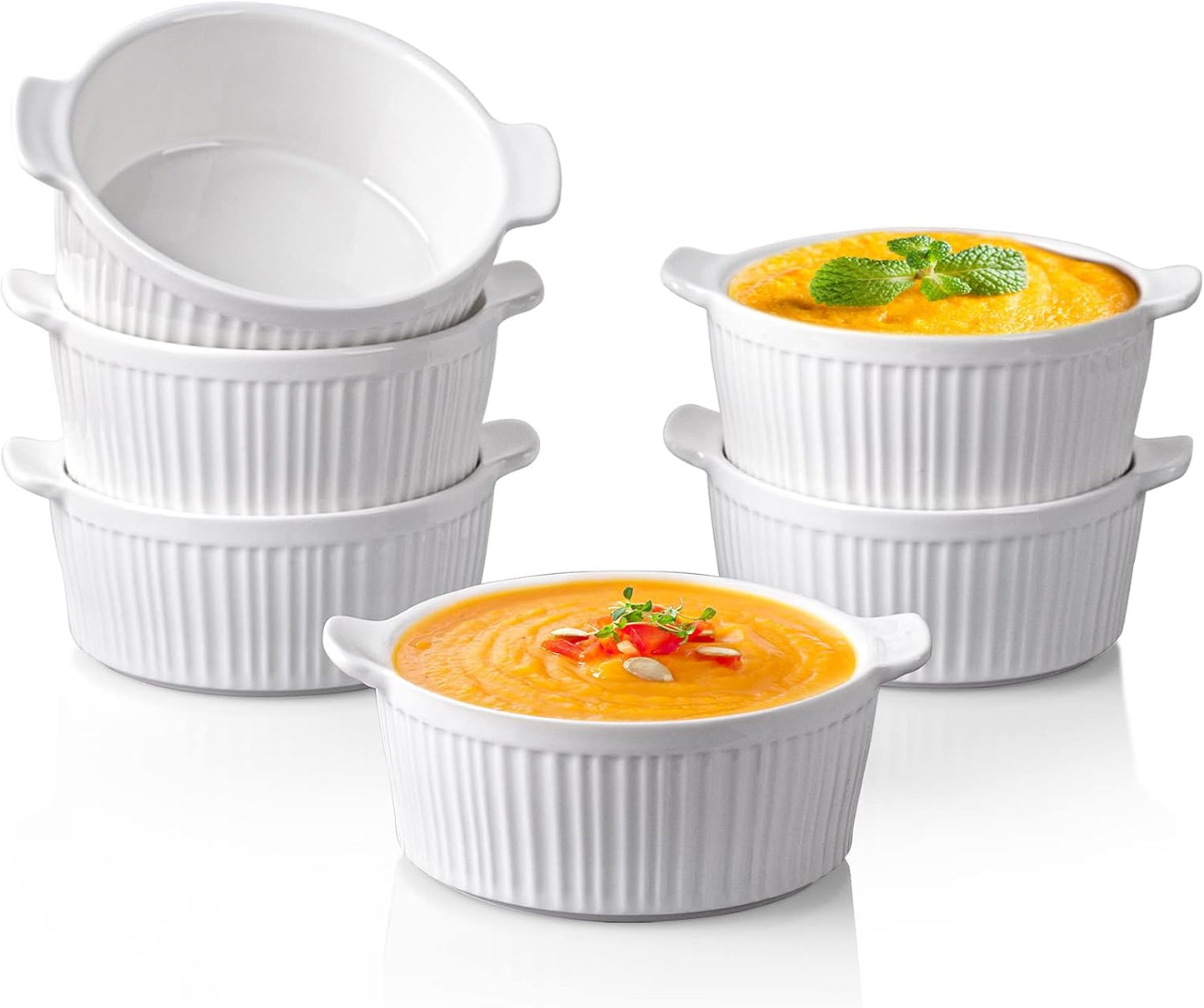 Delling Ramekins with Handle - Versatile 12 Oz Soup Bowls