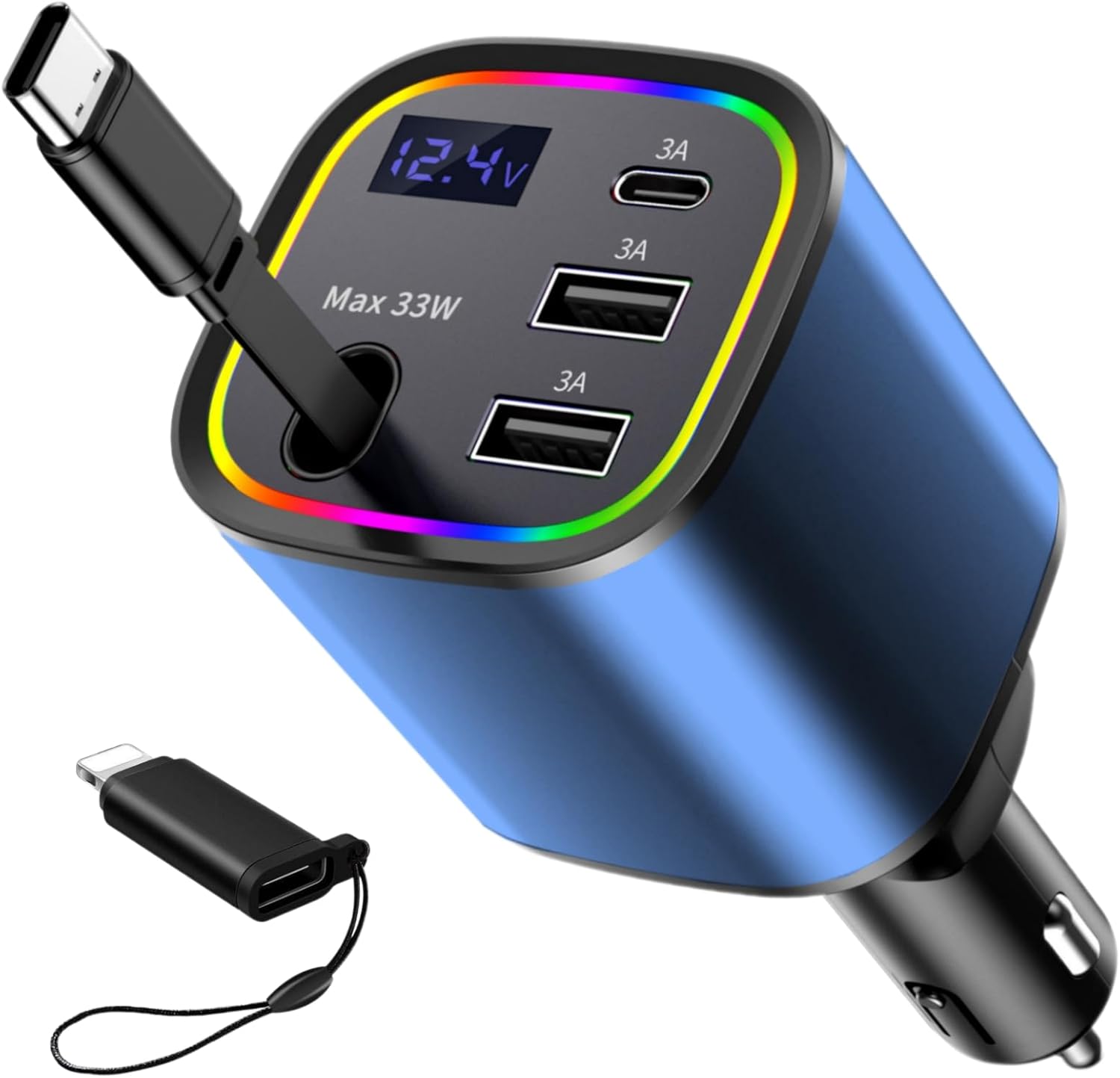 Fast 78W Retractable Car Charger for iPhone & Android