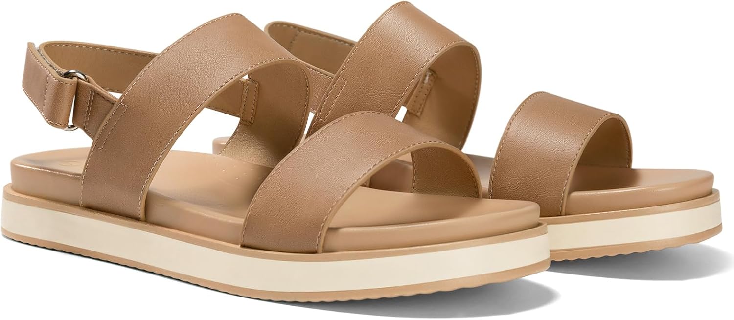 Coutgo Womens Flat Sandals with Comfortable Arch Support