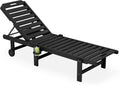 Adjustable Outdoor Chaise Lounge Chair with Cup Holder and Wheels