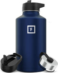 Insulated Camping & Hiking Hydration Flask 64 oz - Cold 24H, 3 Lids