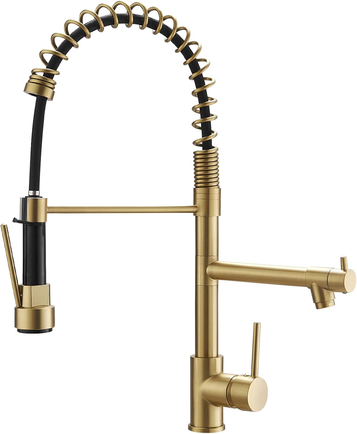 Brushed Gold Kitchen Faucet with Pull Down Sprayer for Style