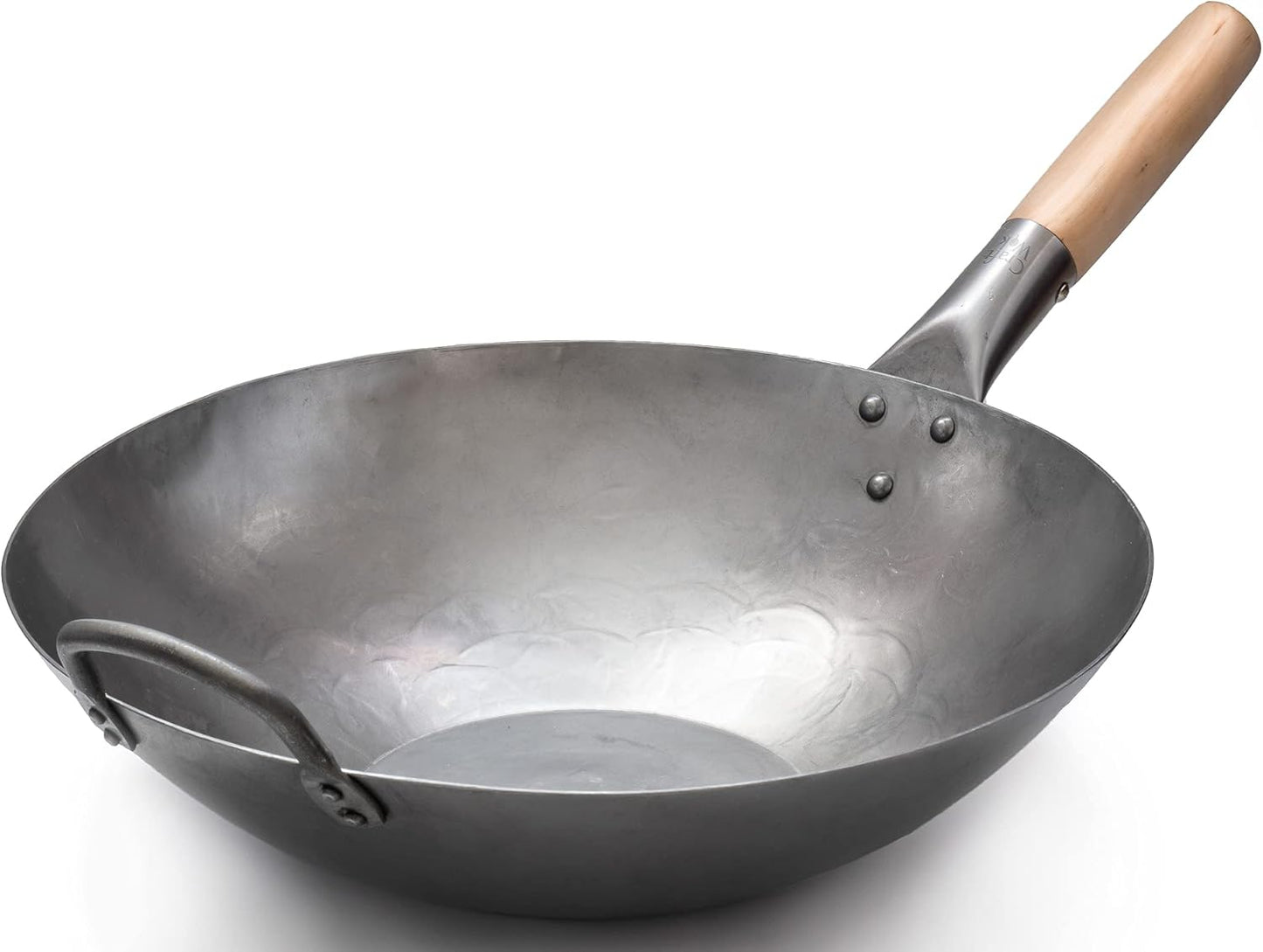 Craft Wok 14 Inch Flat Bottom Carbon Steel Pow Wok for Stir Fry