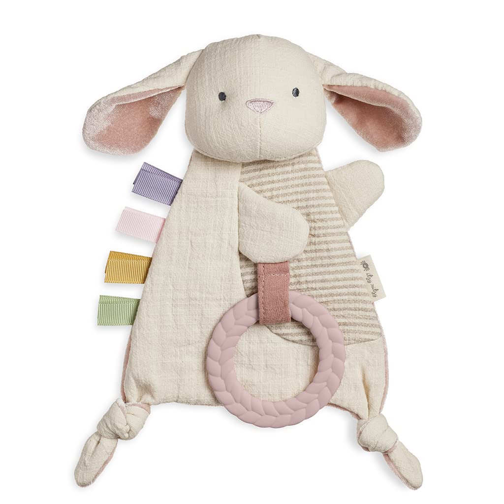 Itzy Ritzy Crinkle Bunny Toy - Soft Teething Ring & Textured Ribbons - Ages 0+