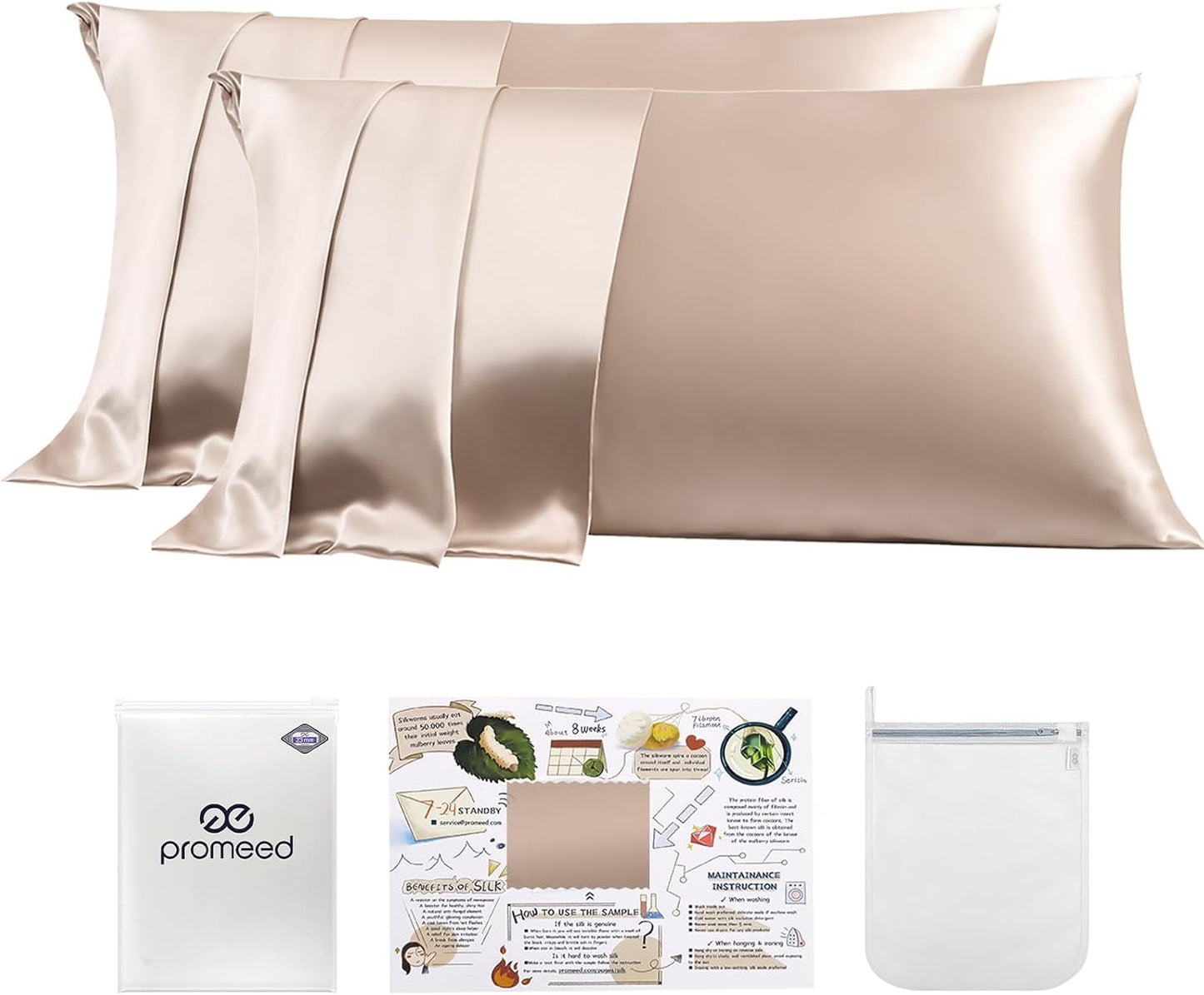 PROMEED 100% Mulberry Silk Pillowcase Set for Luxurious Sleep