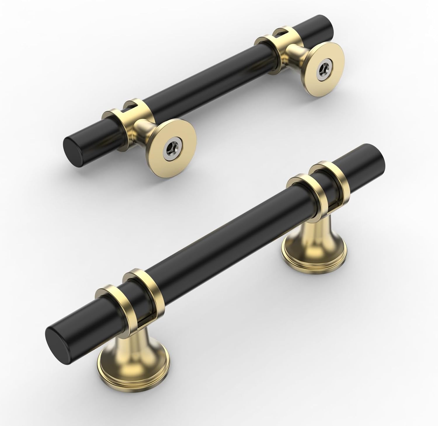 Amerdeco 10 Pack Matte Black and Gold Cabinet Pulls for Kitchens