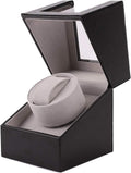Premium Automatic Watch Winder: Japanese Motor, Wood Shell, Black Leather