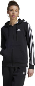 adidas Essentials Full-Zip Hoodie Black/White Large - Comfortable