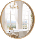 WallBeyond Round Wood Mirror 24 in Circle Mirror - Natural Frame