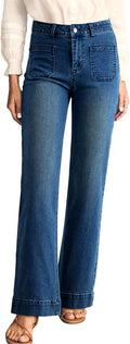 Wide Leg Jeans High Waisted Stretchy Straight Leg Jeans (Style QS1S)
