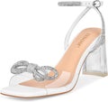 Clear Rhinestone Heels for Women with Bow Accent - 7.5cm Comfort