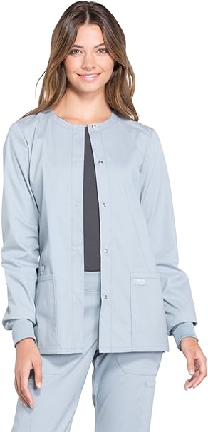 Snap Front Scrub Jackets for Women, Soft Stretch Workwear
