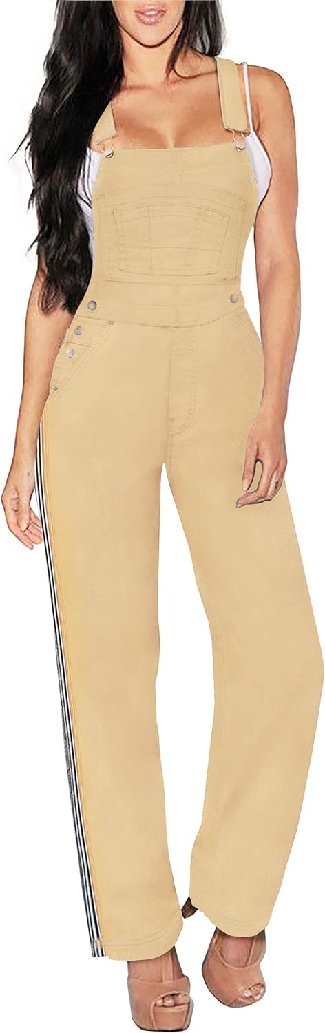 Hybrid & Company Womens Super Comfy Stretch Denim Jumpsuit Pants