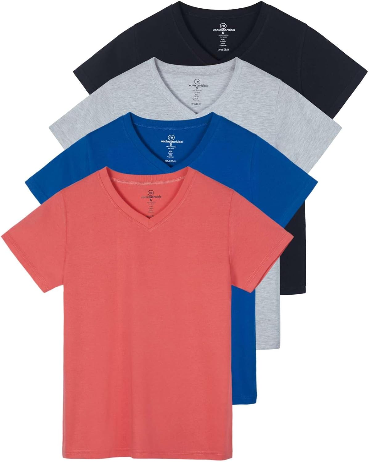 Women's Classic-Fit Cotton Short-Sleeve V-Neck T-Shirt 4 Pack