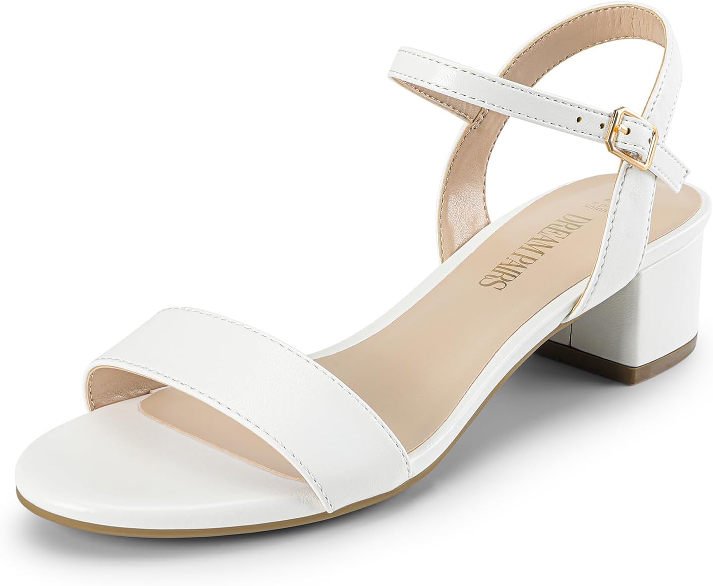 DREAM PAIRS Women's Classic Open Toe Ankle Strap Block Heels