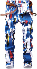 Men's Printed Skinny Denim Jeans - Casual High Street Style