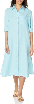 Fiona Relaxed Linen Midi Shirt Dress - Drapey Comfort for Work