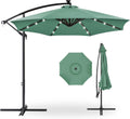 10ft Solar LED Offset Patio Umbrella in Seaglass - Solar Lighting