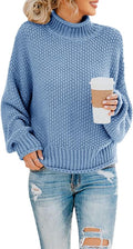 Womens Turtleneck Oversized Sweater - Chunky Batwing Knit Pullover