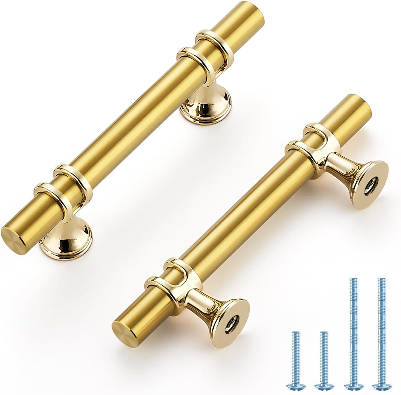 Brushed Brass Cabinet Handles for Modern T-Bar Drawer Pulls