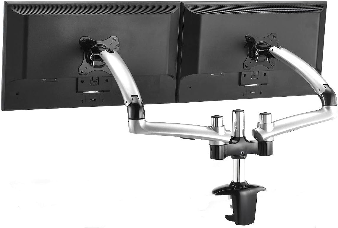 Cotytech Expandable Dual Desk Mount for 27in Monitors - Silver
