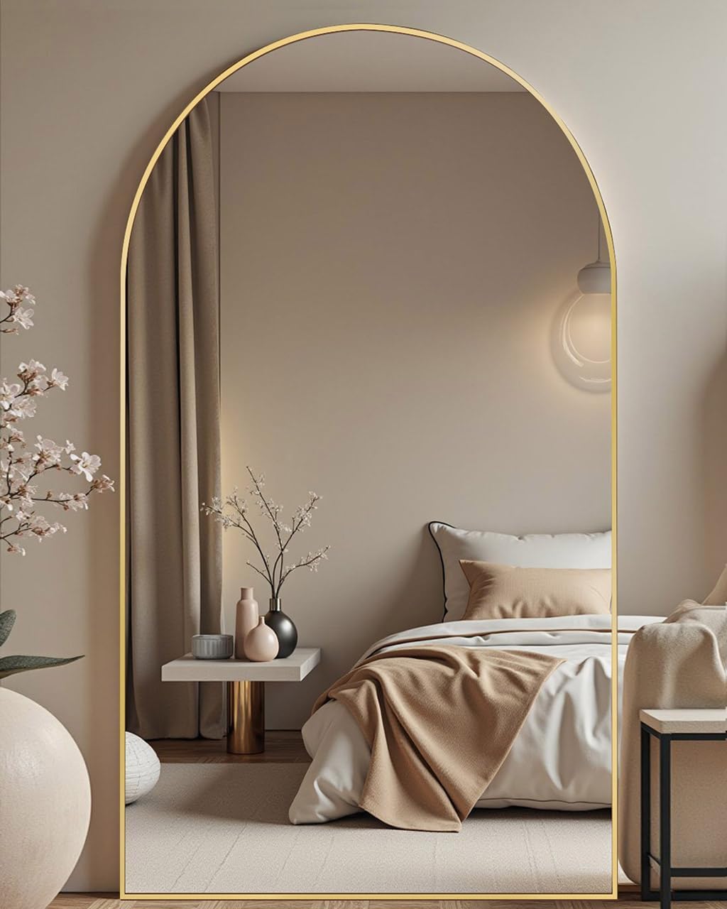 77x38 Inch Gold Arched Full Length Mirror by DMWOODFL