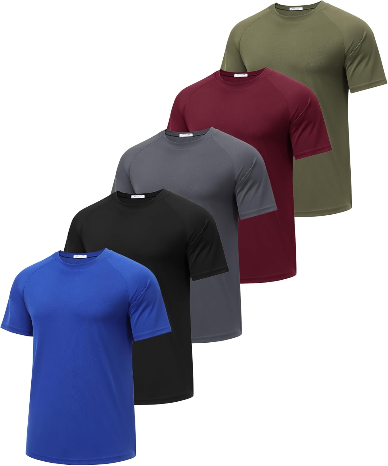 PINSPARK 5 Pack Workout Shirts for Men - Moisture Wicking Tees