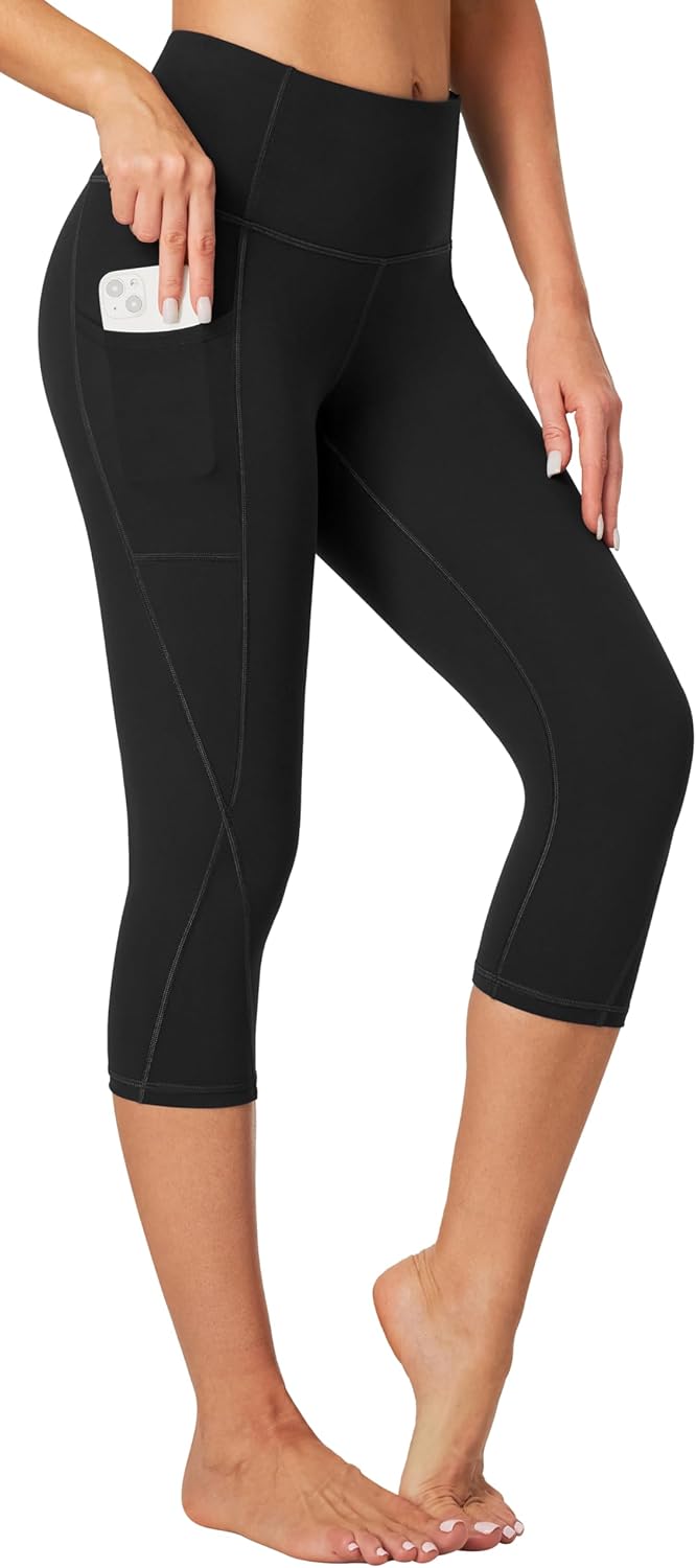 Heathyoga High Waisted Capri Leggings - Tummy Control & Pockets