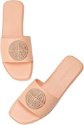 Womens Black Flat Sandals with Memory Foam - Dressy Slide