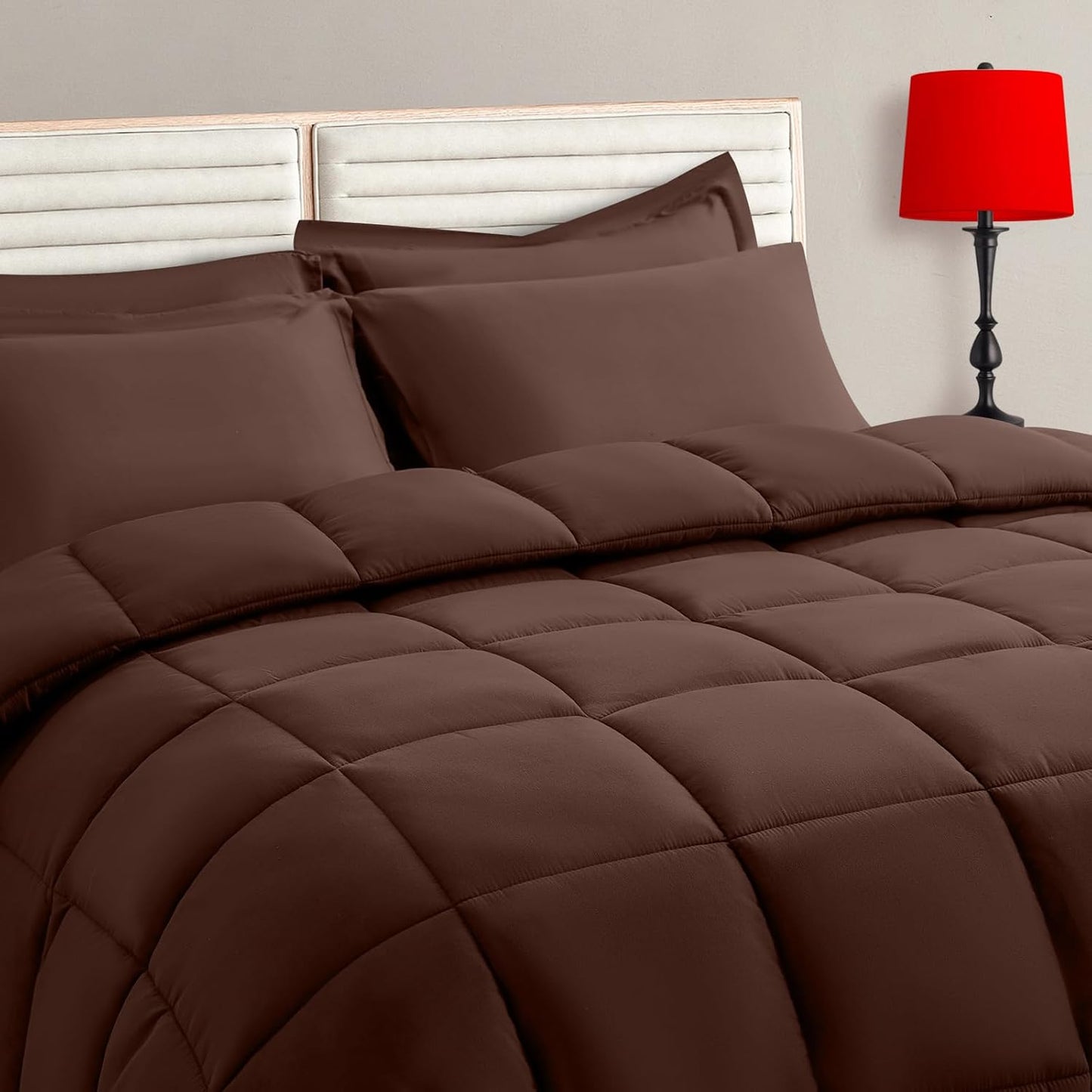 Brown Twin Size Comforter Set - 5 Pieces for Cozy Bedding