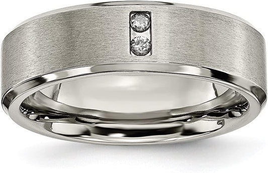 Titanium Satin 7mm Round Cut Diamond Engagement Wedding Band
