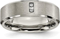 Titanium Satin 7mm Round Cut Diamond Wedding Band - Sleek Classic