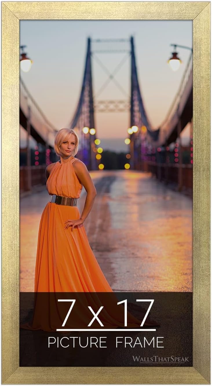 7x17 Gold Picture Frame for Puzzles, Posters, and Photos