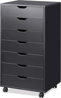 DEVAISE 7-Drawer Chest Wood File Cabinet with Wheels - Compact Storage