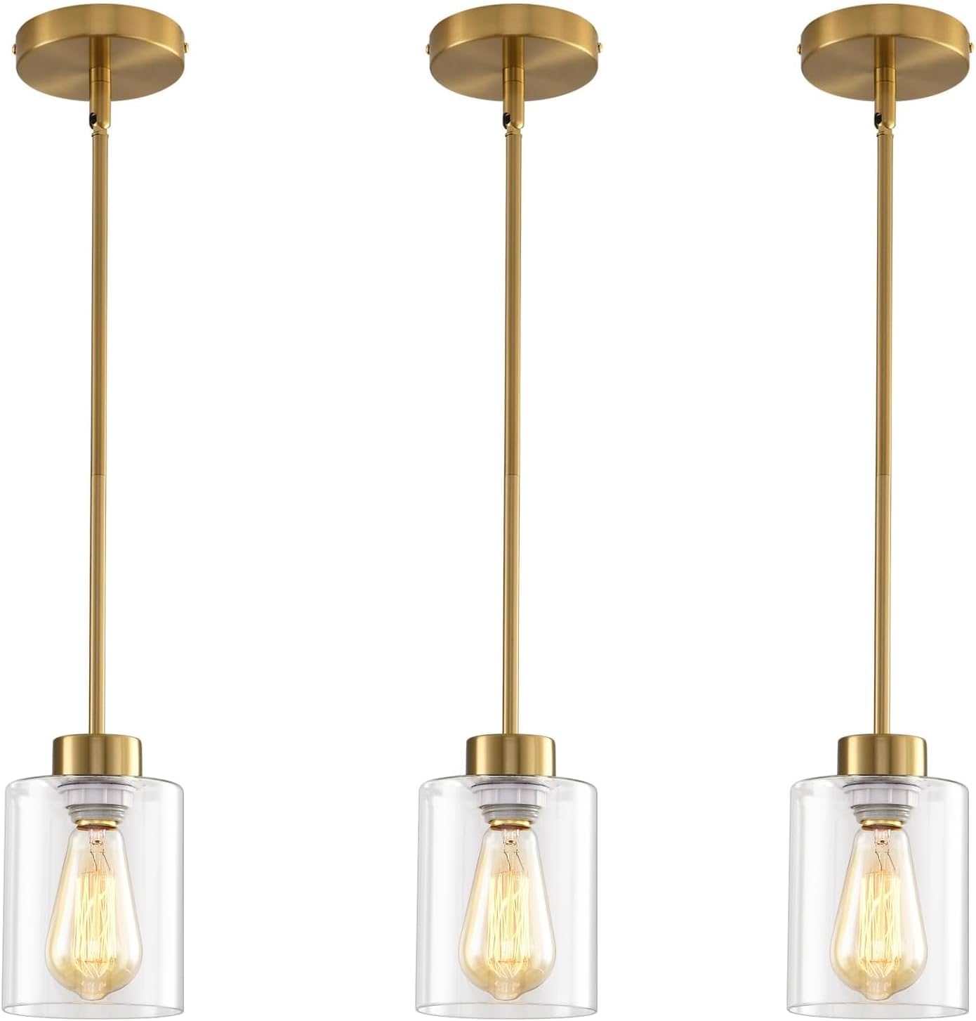Modern Black Farmhouse Pendant Light with Glass Shade for Home