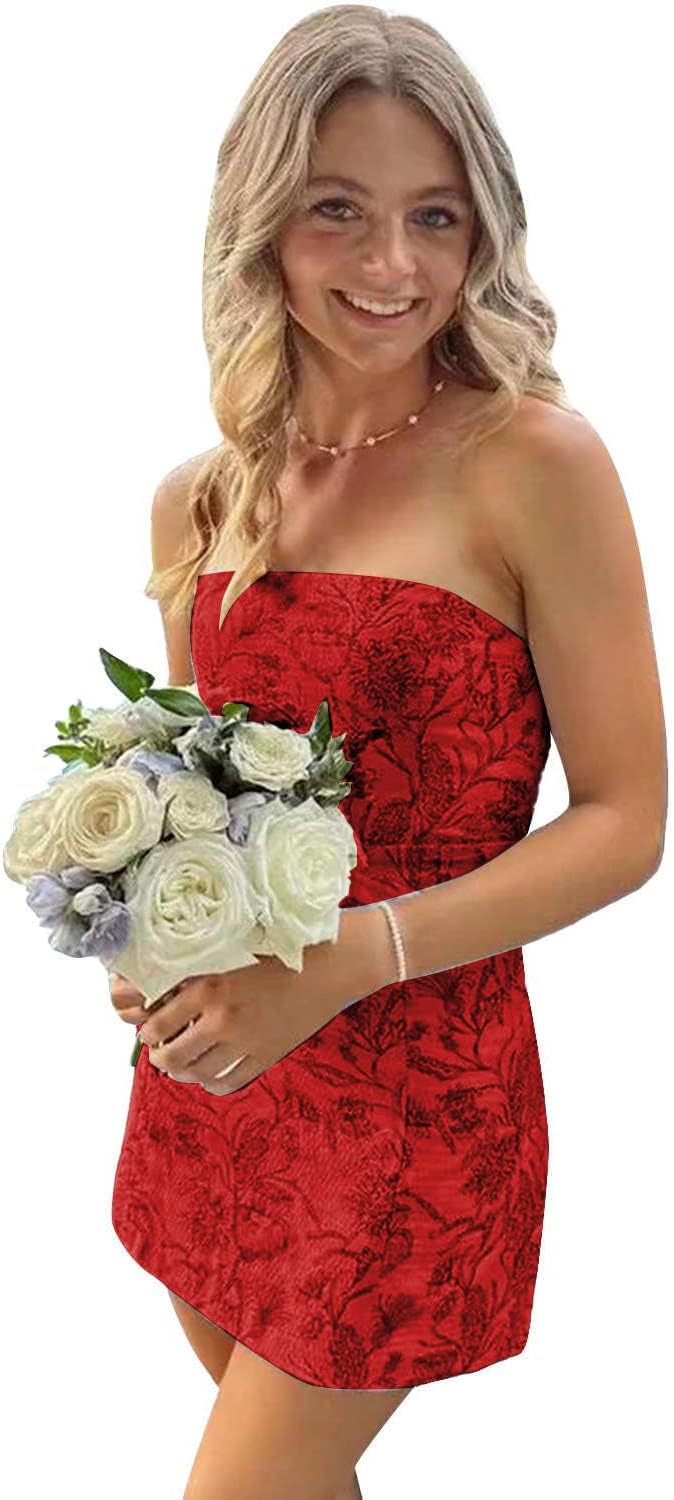 Strapless Homecoming Dresses 2025 Floral Print Formal Gowns