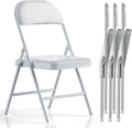 Khaki Metal Folding Chairs 4 Pack with Padded Cushion and Back
