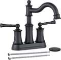 Roman Bathroom Sink Faucet with Pop-up Drain Assembly in Matte Black