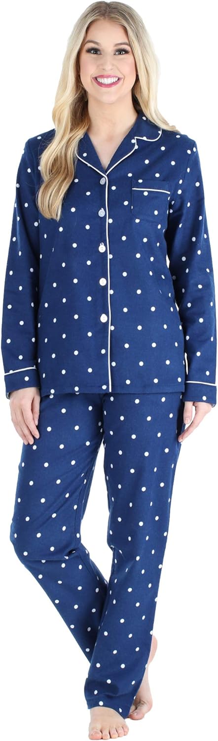 PajamaMania Women's Cotton Flannel Long Sleeve Pajama Set