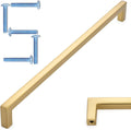 Solid Square Bar Cabinet Handle 10in Brushed Gold - Modern Pulls