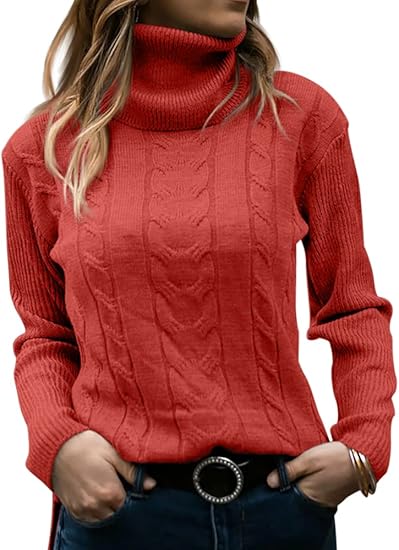 Langwyqu Womens' Turtleneck Long Sleeve Cable Knit Sweaters Review