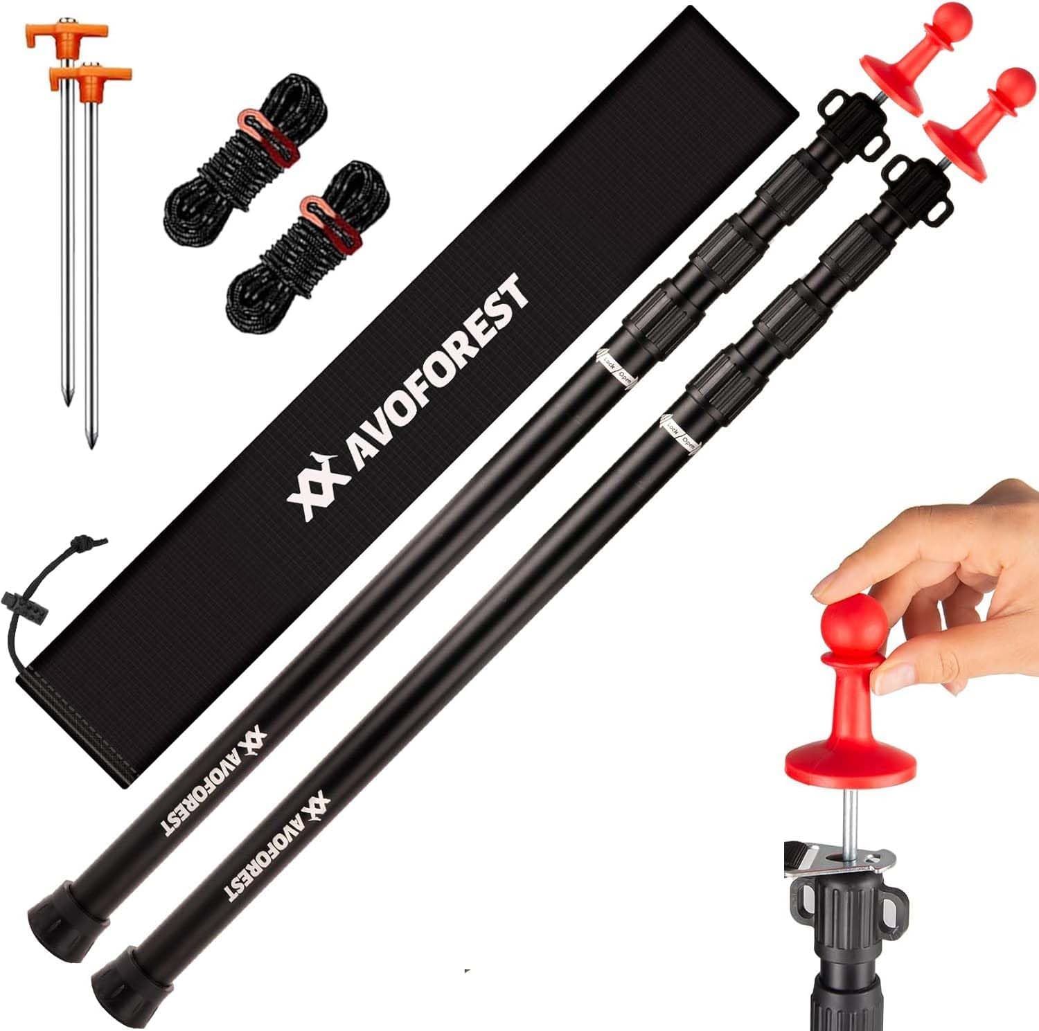 Heavy Duty Adjustable Tarp Poles for Hiking - 8.7FT Set of 2