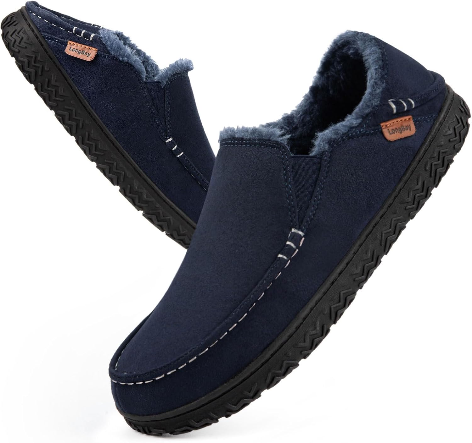 LongBay Men's Moccasin Slippers with Cozy Memory Foam Comfort
