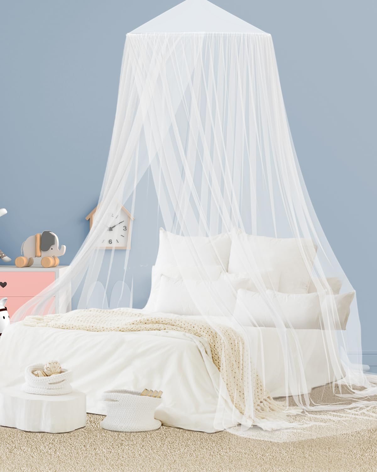 Elegant White Canopy: Easy Install Mosquito Net