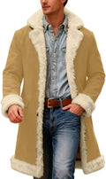 Men's Santa Coat Fleece Lined Long Cardigan in Red - Warm Holiday