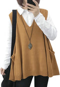 Oversized Cotton Sweater Vest for Women with Pockets for Cozy Style