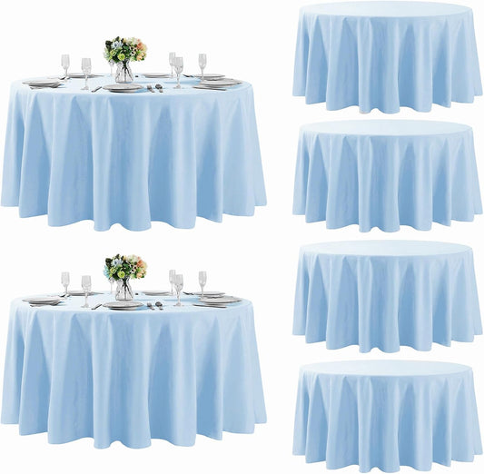 Fokitut 6 Pack Round Tablecloths, 108 Inch, Stain Resistant