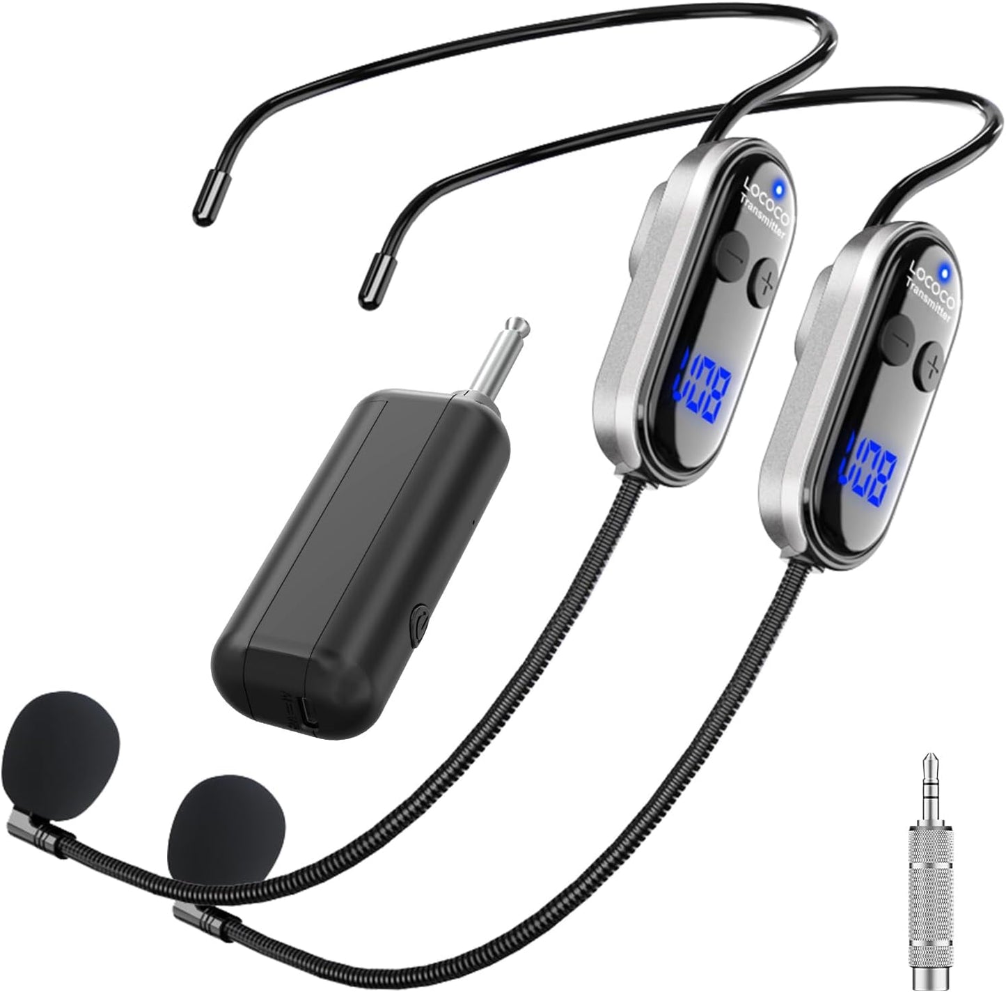 Wireless Headset Microphone Double Mic for Two People Use