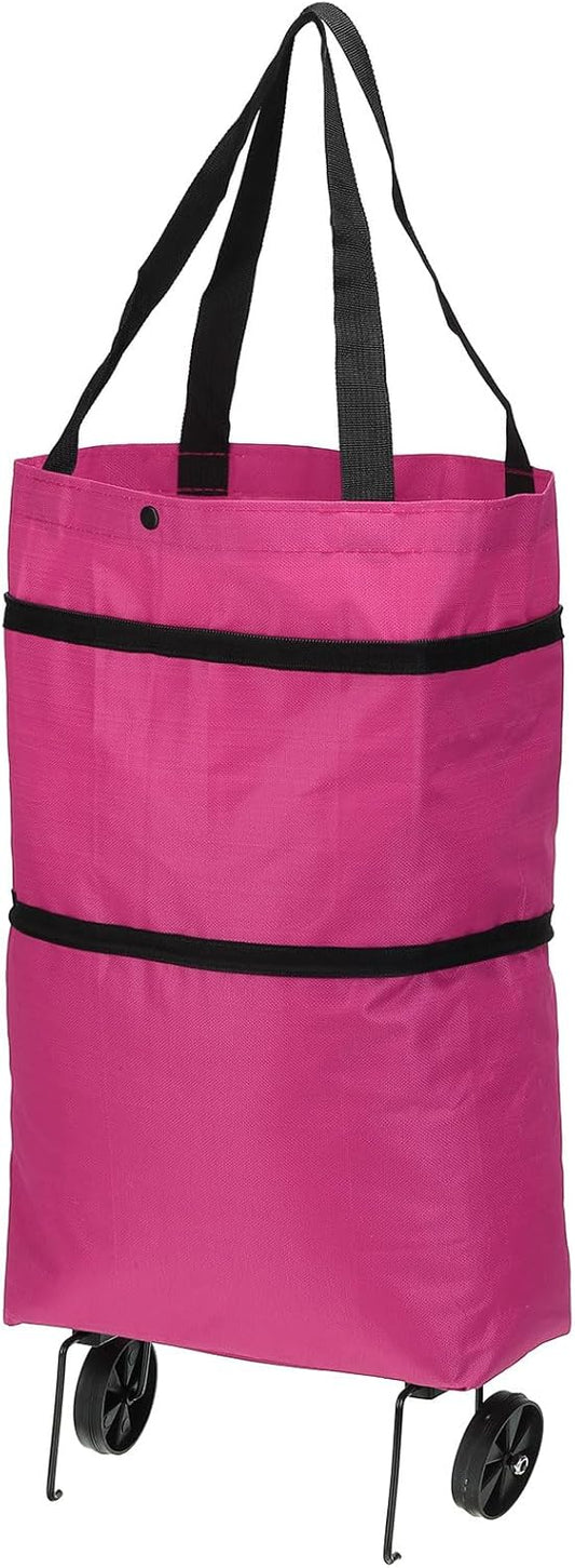Foldable Shopping Bag with Wheels, Portable & Stylish - PATIKIL