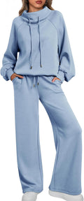 AUTOMET Lounge Sets for Women Sweatsuits 2 Piece Outfits - Wide Leg